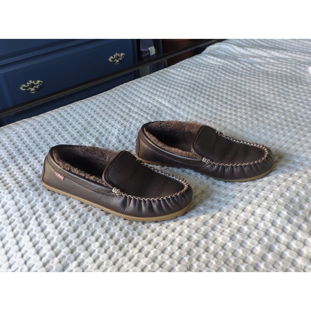 LL Bean Wicked Good Moosehide‎ Venetian Slipper Loafer Mens Sz 12 Medium Brown